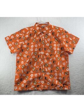 Baltimore Orioles Button Up Short Sleeve AOP Hawaiian Shirt SGA Mens M Elevin